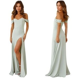 dear emilia blushing cinderella maxi dress sage Dear Emilia Blushing Cinderella Maxi Dress Blue